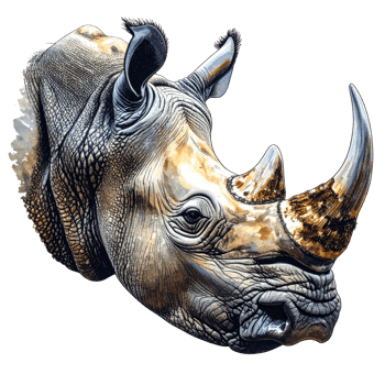Detailed Rhino Portrait on Transparent Background png