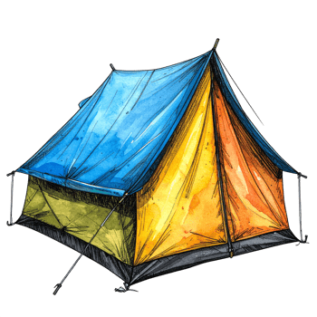 Watercolor Illustration of a Camping Tent png