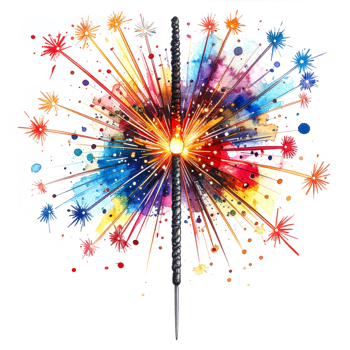Colorful Sparklers Watercolor Explosion Design png