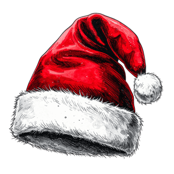 Red And White Santa Hat Illustration With Fur Trim png