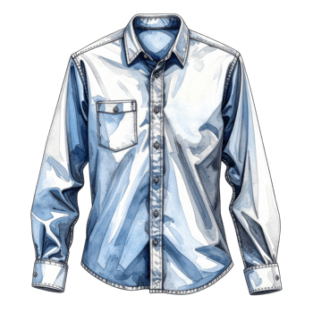 Watercolor Illustration of a Blue Denim Long Sleeve Shirt png