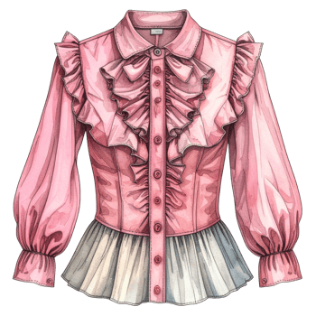 Pink Ruffled Blouse Watercolor Illustration png