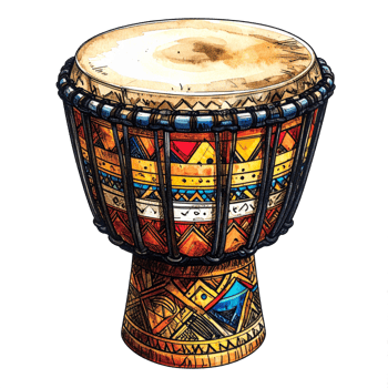 Vibrant Colorful African Drum Watercolor Illustration png