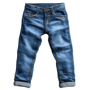 Classic blue denim jeans with cuffed hem isolated on transparent background png