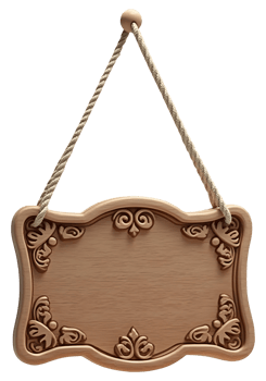 Ornate wooden sign, decorative vintage blank board for inviting messages png