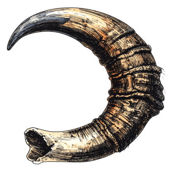 Curved Animal Horn Illustration on Transparent Background png