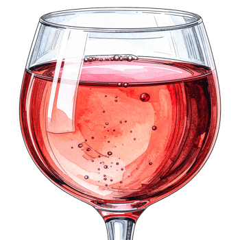 Watercolor Illustration of a Glass of Ros Wine png