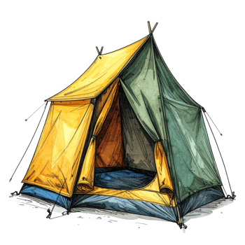 Yellow And Green Camping Tent Illustration png