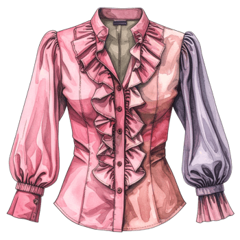 Pink and Purple Ruffled Blouse Watercolor Illustration png