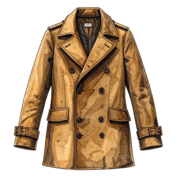 Tan Double-breasted Coat Watercolor Illustration png