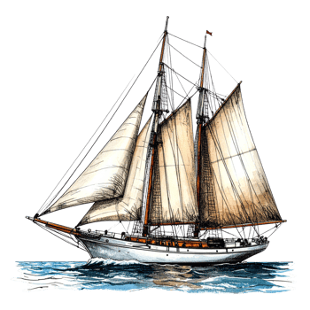 Vintage Sailboat Illustration on Transparent Background png