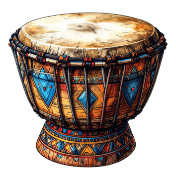 Colorful African Drum with Geometric Patterns png