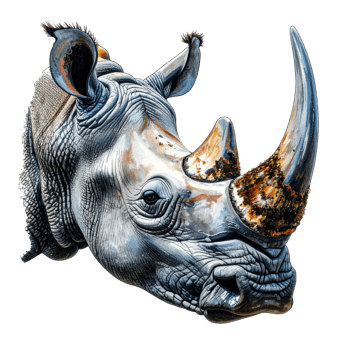 Closeup Portrait of a Gray Rhinoceros Head png