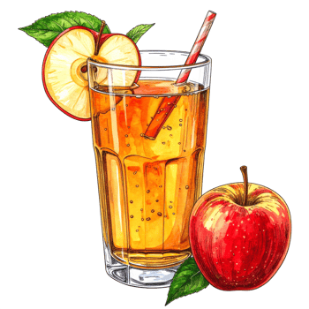 Refreshing Apple Juice in Glass with Red Apple png