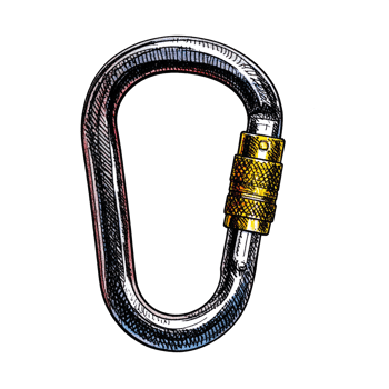 Metal Carabiner with Gold Locking Mechanism Illustration png