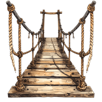 Rustic Wooden Rope Bridge png