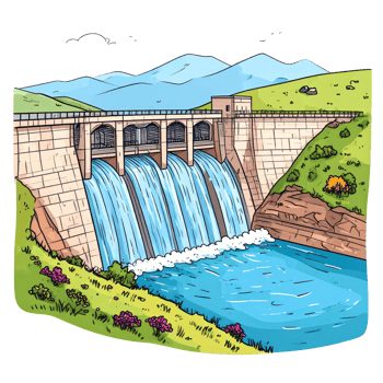 Waterfall Dam Landscape Illustration png