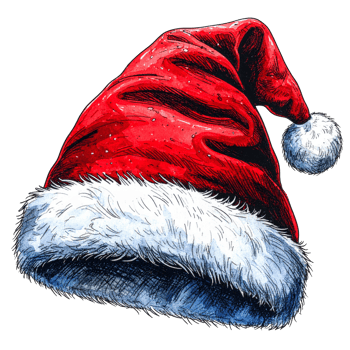 Detailed Red and White Santa Hat Illustration png