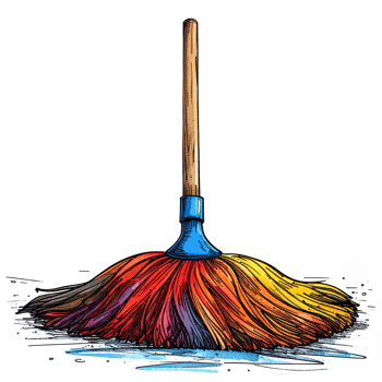 Colorful Broom with Wooden Handle on Transparent Background png