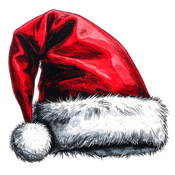 Red And White Santa Hat Illustration With Fur png