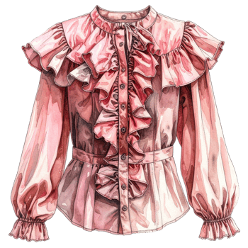 Pink Ruffled Blouse Watercolor png