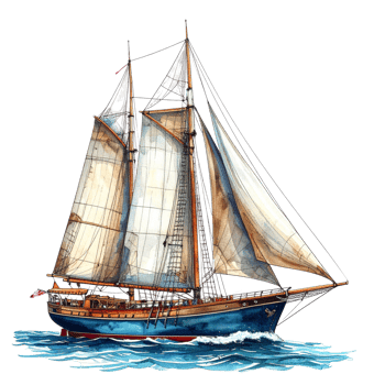 Vintage Sailing Ship on the Ocean png