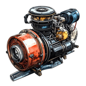 Detailed Illustration of a Vintage Engine png