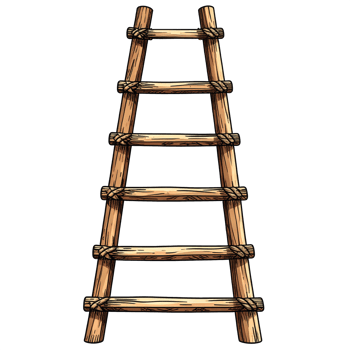 Rustic Wooden Rope Ladder on Transparent Background png