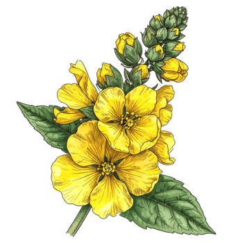 Yellow Flower Botanical with Green Leaves png