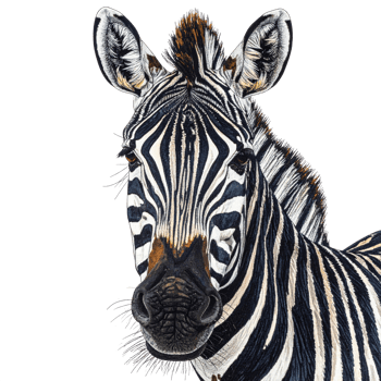 Close Up Portrait of a Zebra on Transparent Background png