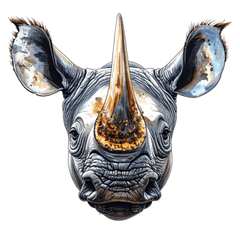 Detailed Portrait of a Grey Rhinoceros Head png