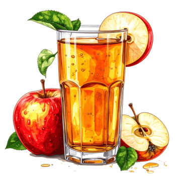Red Apples and Refreshing Apple Juice in Glass png