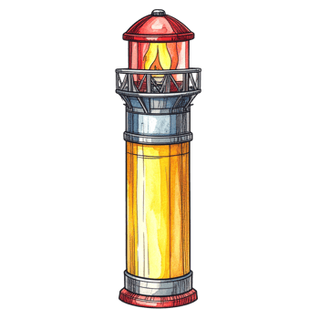 Lighthouse Illustration Yellow Tower Watercolor Style png