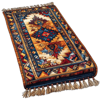 Colorful Geometric Rug with Intricate Design png