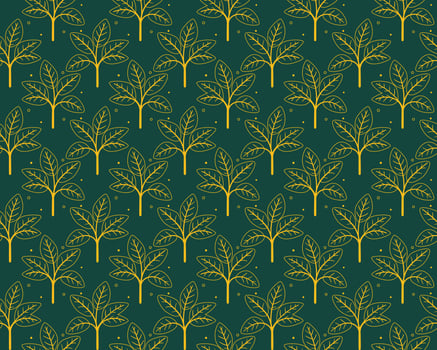 Elegant gold leaf pattern on a deep teal background. Perfect for textile design, wallpaper, or website backgrounds. Sophisticated and minimalist style evokes natures beauty and tranquility. vector
