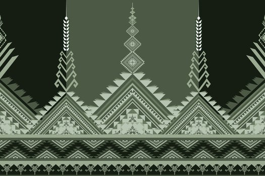 Green native abstract geometric ethnic pattern for cloth, fabric, textile, wall vector