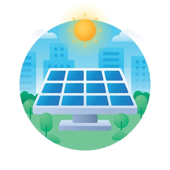 Solar panel in urban setting vector