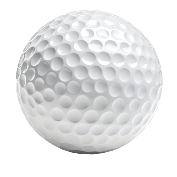 A detailed close up of a white golf ball with dimples isolated on transparent background png