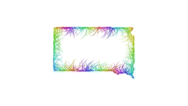 Rainbow sketch outline map of South Dakota vector