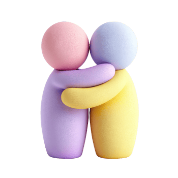 Colorful 3D Characters Hugging in a Playful Embrace of Friendship png