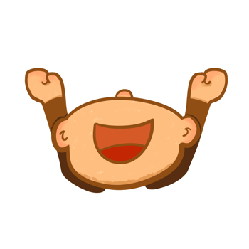 Happy boy cartoon illustration of a cute kid character smiling with hands up showing spirit and excitement perfect for motivation design element or children sticker mascot png