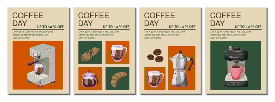 Coffee day promotional images featuring beverages vector