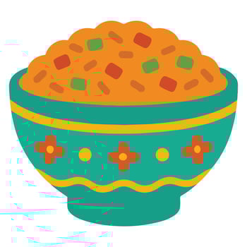 Rice Bowl food , Mexican Food clipart, Mexican Rice Bowl illustration, food isolated vector