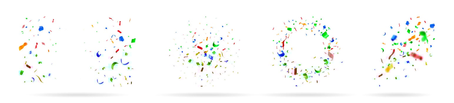 3d of colorful confetti particles vector