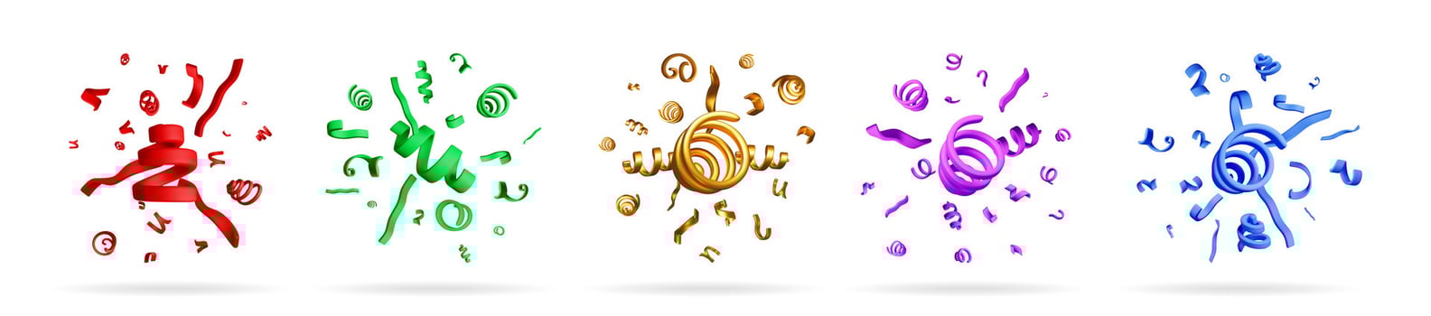 A set of realistic 3d confetti, streamers vector