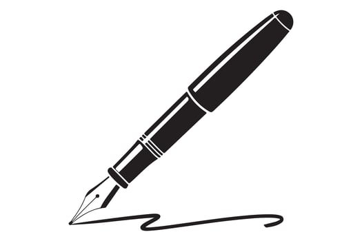Mountain pen silhouette icon in minimal black style on white background vector