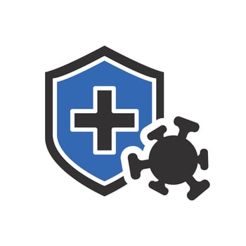 virus protection, immune from flu germ icon, hygiene shield, flat illustration vector