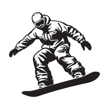 Snowboarder Silhouette Isolated On White Background vector