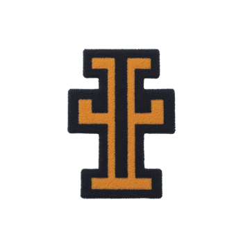This features bold, stylized letter I in orange with black outline, resembling varsity or sports team patch. design is simple and striking, often used for branding or team identification png
