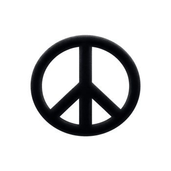 Black peace symbol on transparent background, representing harmony and non violence. simple design is iconic and widely recognized as sign of peace and unity png